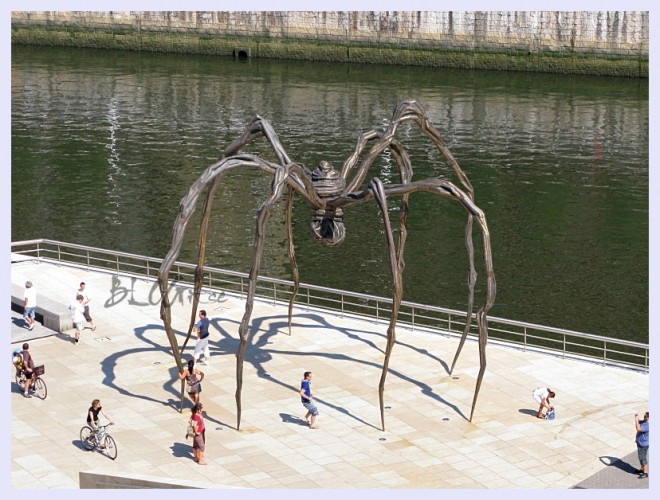 a huge spider behind Guggenheim museum, Bilbao, Spain