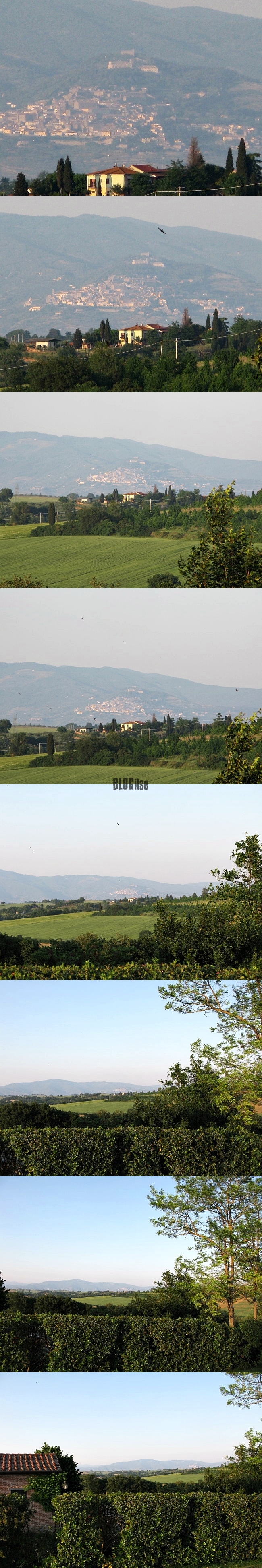 I can see Cortona from the villa's garden in Tuscany, Italy