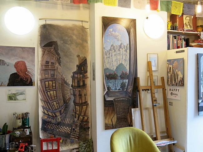 Linda McCluskey work space in 59Rivoli Paris France by BLOGitse