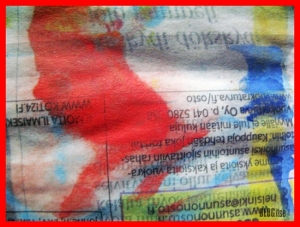 red splotch on a newspaper by BLOGitse