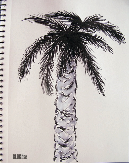 palm tree ink and water by BLOGitse