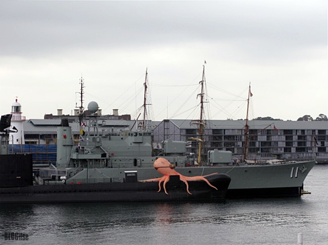 giant octopus on a submarine Darling Harbour, Sydney, Australia. by BLOGitse