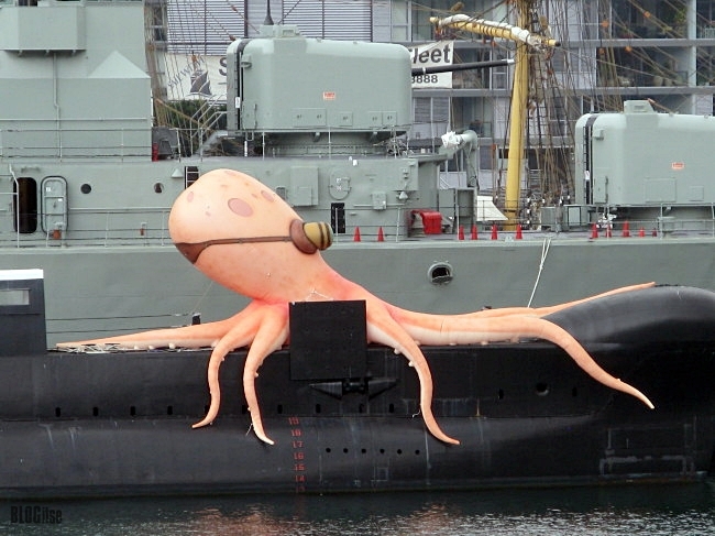giant octopus on a submarine Darling Harbour, Sydney, Australia