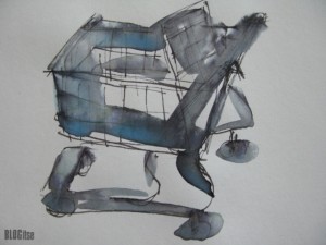 shopping trolley watercolor by BLOGitse