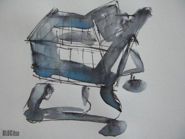 shopping trolley watercolor by BLOGitse