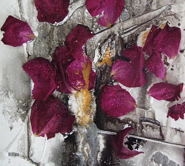 detail of rose petals and inks by BLOGitse